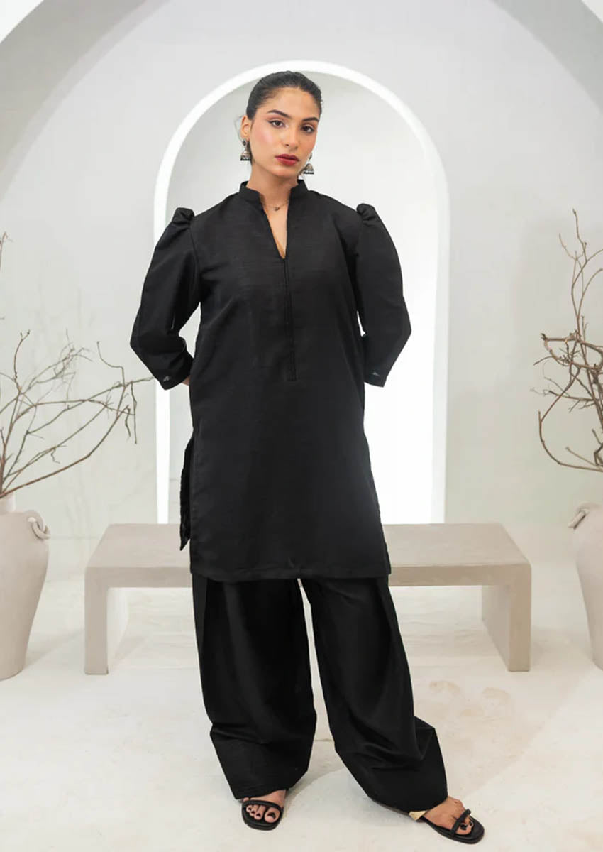 Sable Black Farshi Shalwar Set