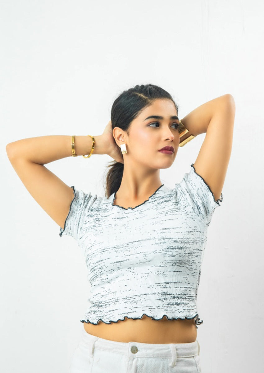 Lecture Trim Ribbed Crop Top