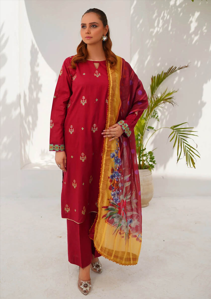 BEBANO Claret Red Embroidered
