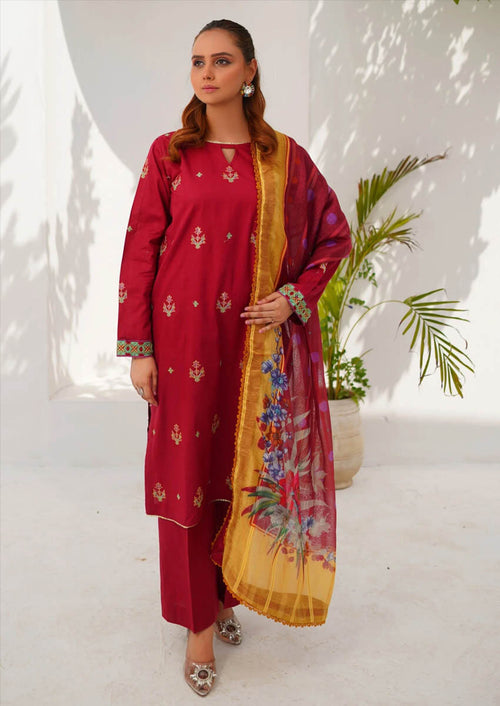 BEBANO Claret Red Embroidered