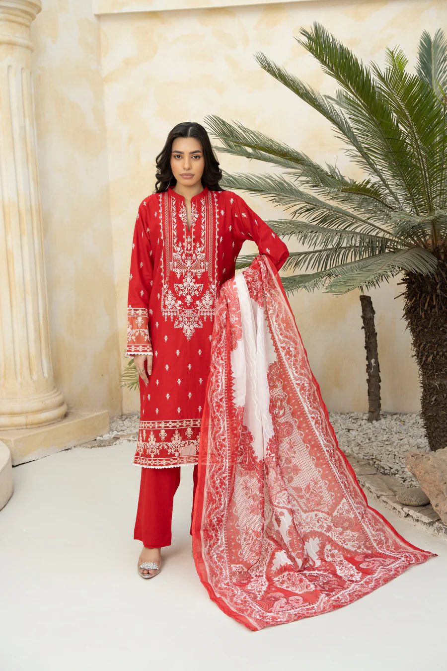 3 Piece Embroidered Lawn Suit SKU-09