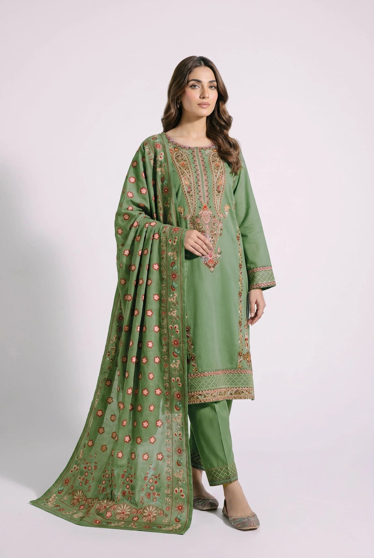 Dastoor D-01 : Stitched Embroidered Dobby 3pc