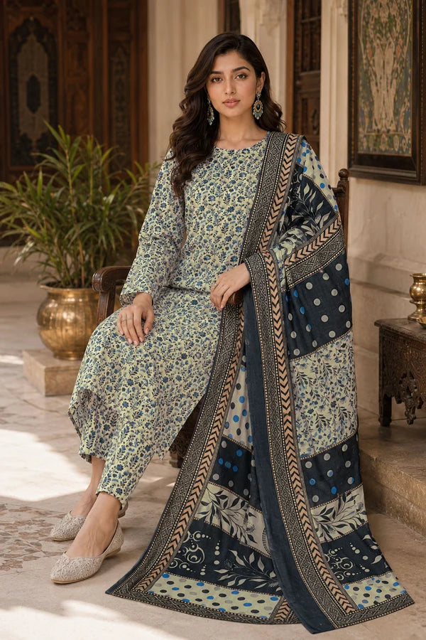 Farda F-21 : Unstitched Digital Printed Doria Lawn 3pc