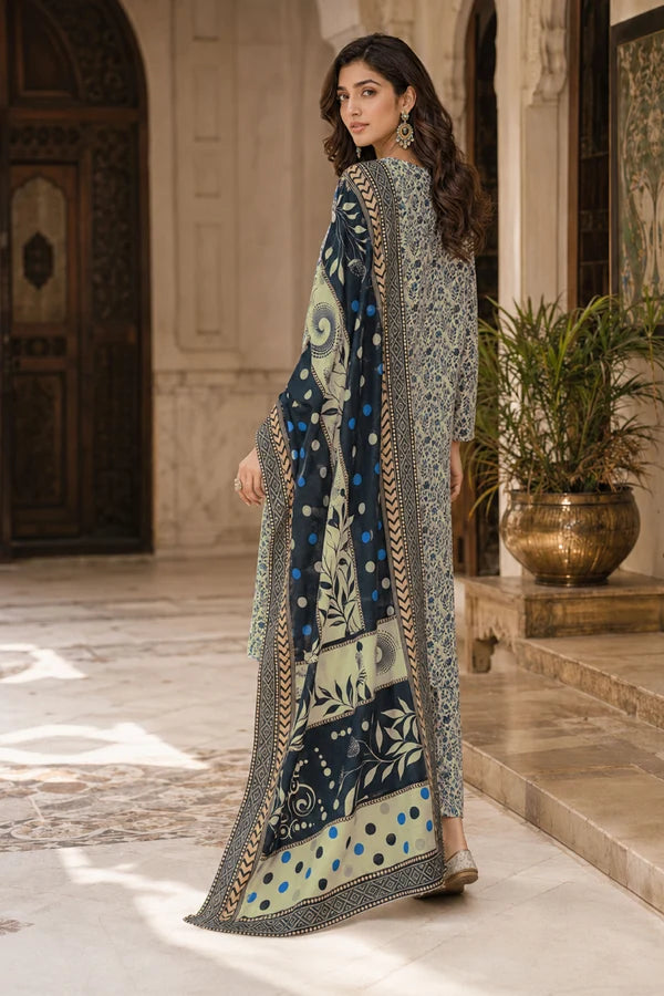 Farda F-21 : Unstitched Digital Printed Doria Lawn 3pc