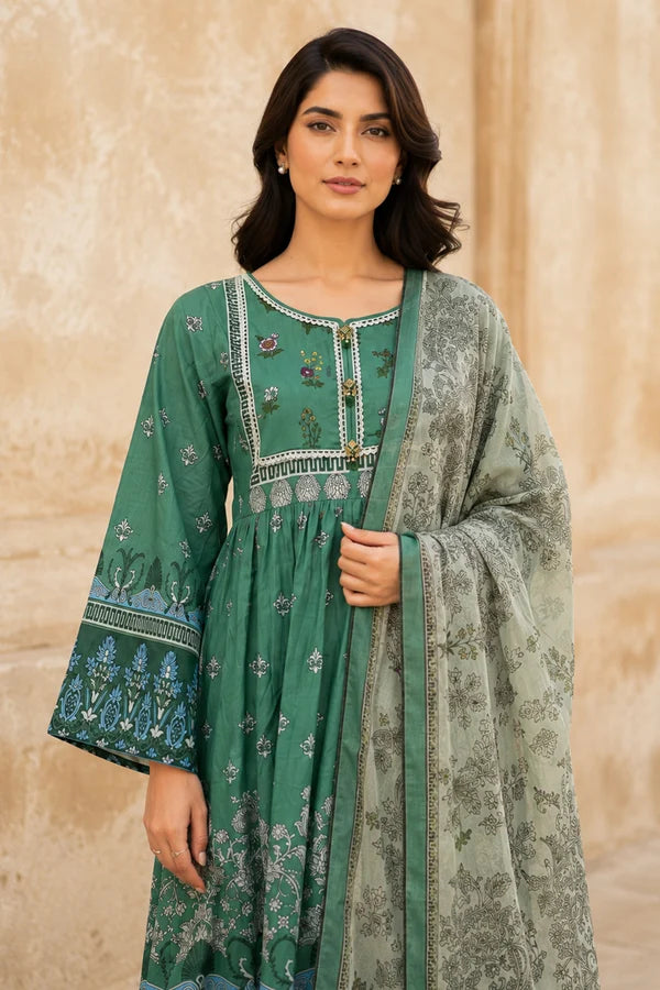 Hermosa H-13 : Unstitched Digital Printed Lawn 3pc