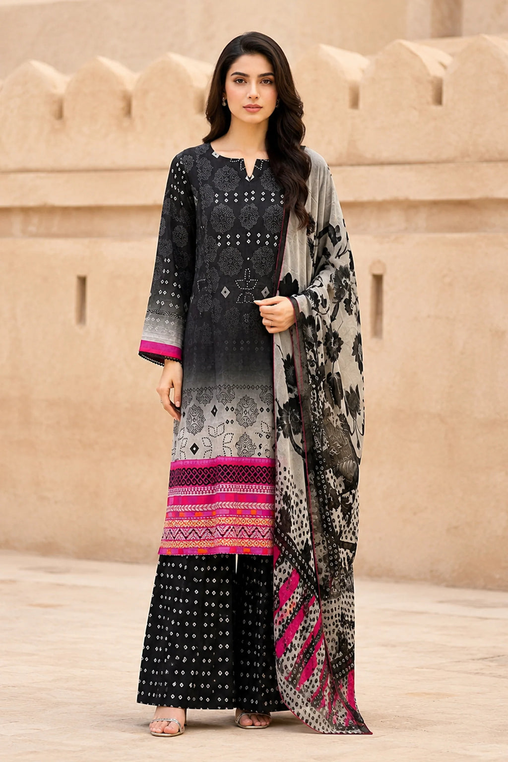 Hermosa H-14 : Unstitched Digital Printed Lawn 3pc