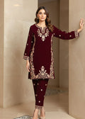 EMBROIDERED MAROON VELVET